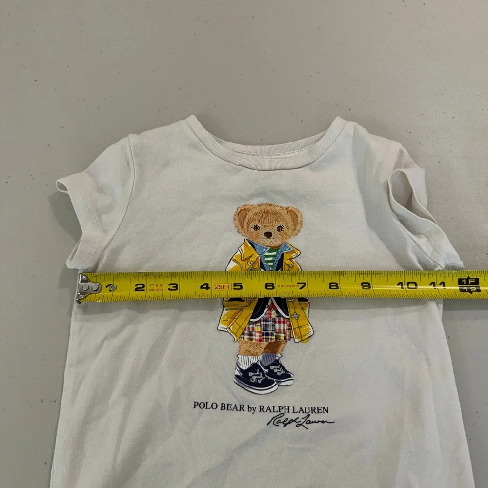 Polo Ralph Lauren Girls Cream Polo Raincoat‎ Bear Graphic T-Shirt Size 4T